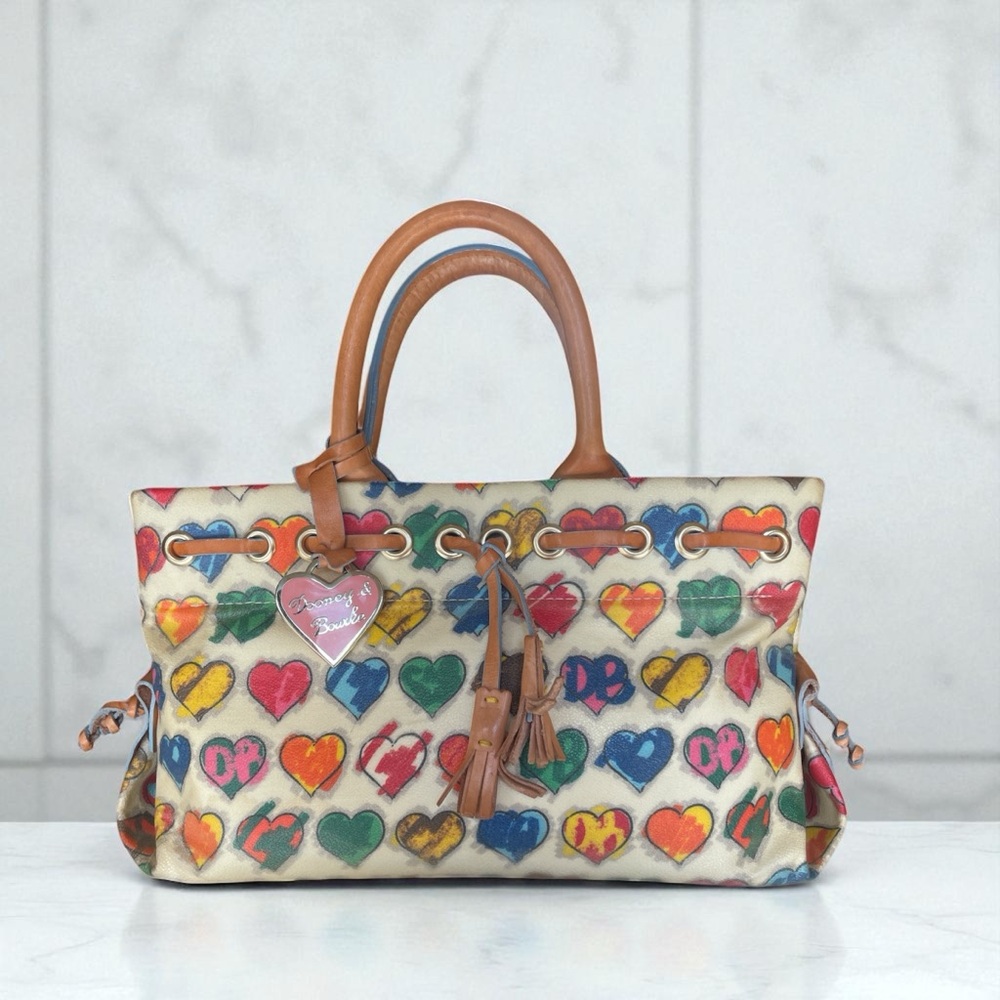Dooney & Bourke Limited Edition Rare Y2K Multicolor Heart Tote 🤍
